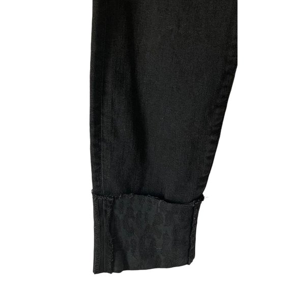 LOFT Made And Loved Black Denim High-Rise Waist Animal Print Cuff Skinny Jeans 8 - Picture 5 of 7